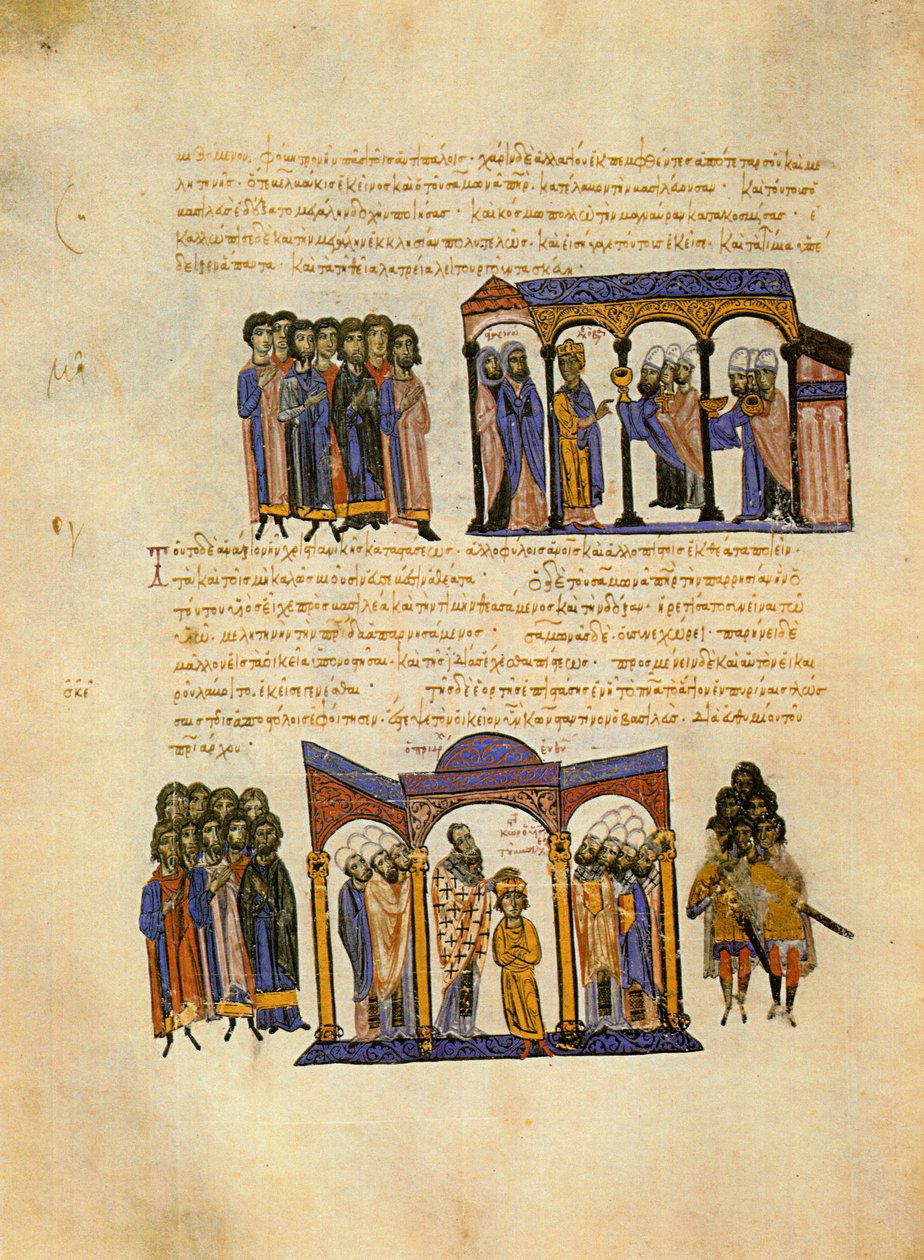 Skyllitzes Matritensis, fol. 114v. Miniaturen door Unknown