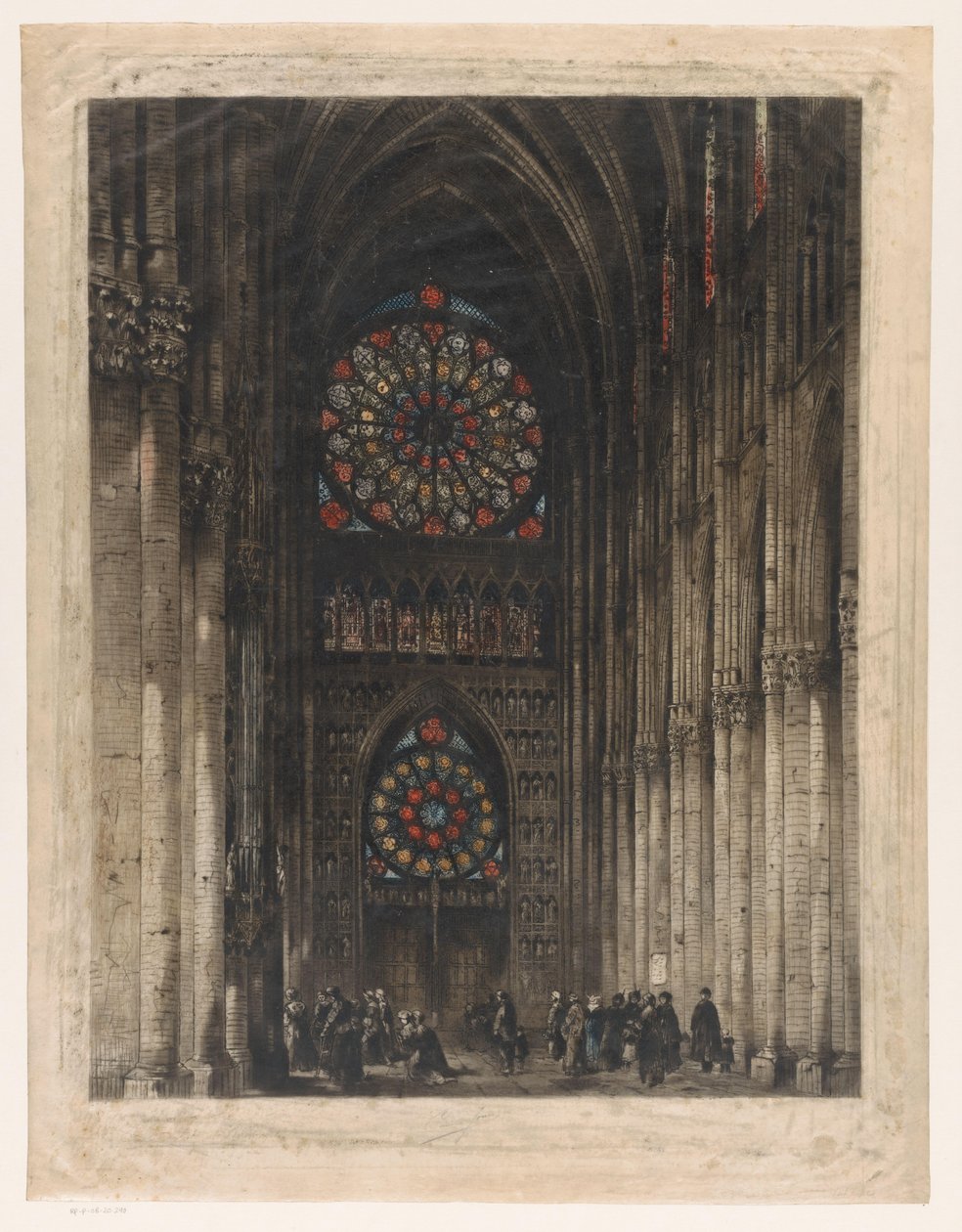 Gezicht op de roosvensters van de Kathedraal van Reims door unknown (signed by artist)