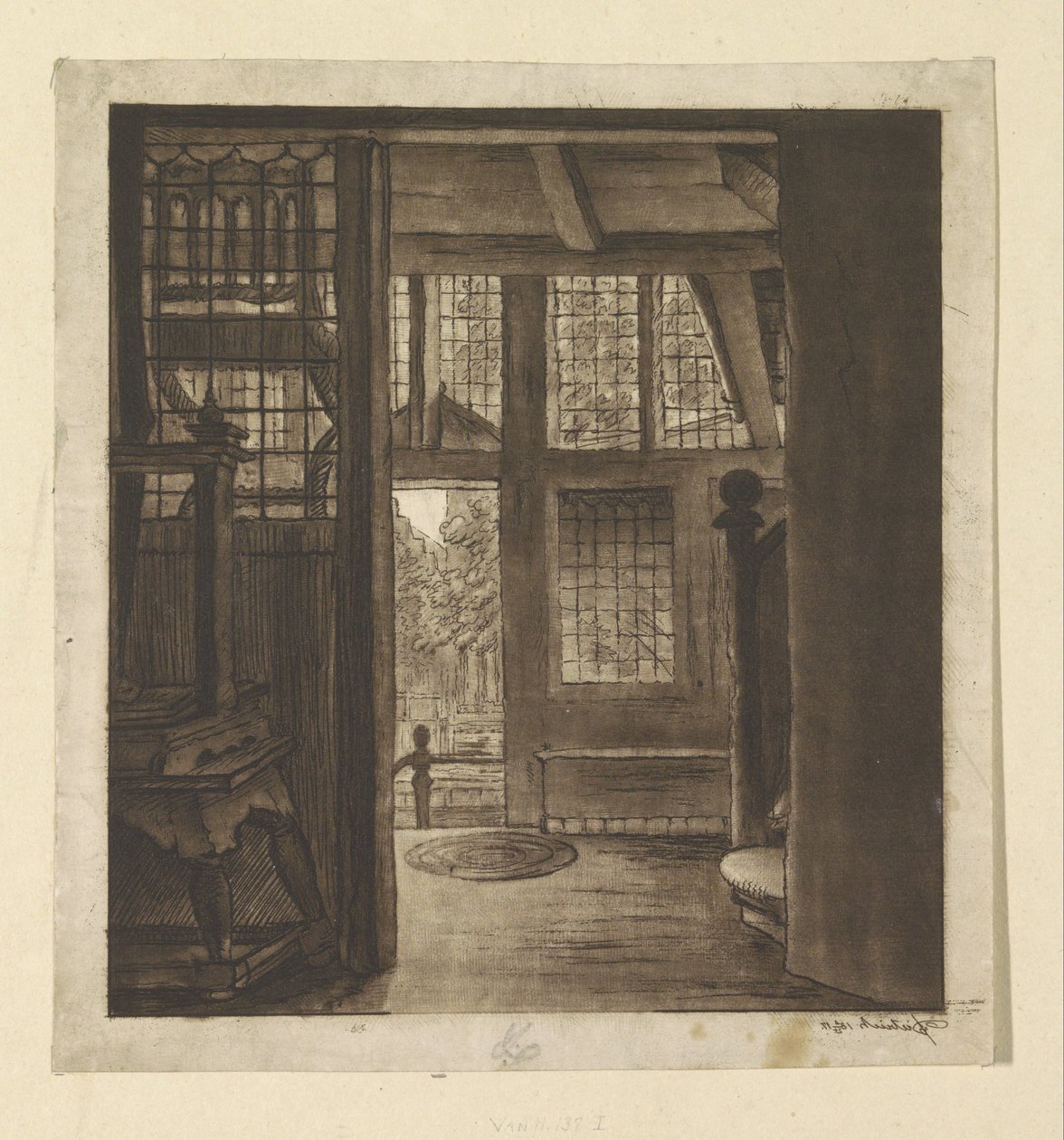 Interieur van het huis van Rembrandt door weduwe Dietrich