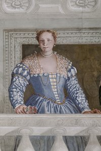Donna Barbaro en haar verpleegster, de Hal van Olympus (detail) door Veronese