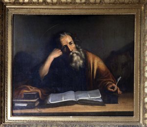 Sint Marcus schrijft het Evangelie - toegeschreven aan Veronese, Kerk van La Turbie door Veronese