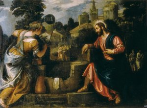 Christus en de Samaritaanse vrouw bij de bron