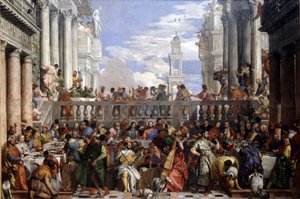 De bruiloft te Kana (Wonder van de water-naar-wijn transformatie) door Veronese