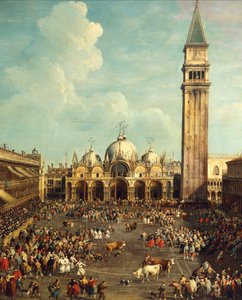 Stierenvechten of stierenjacht op Piazza San Marco