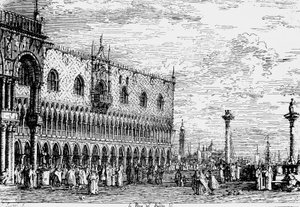 Dogenpaleis en Piera del Bando, Venetië, gravure door Giovanni Antonio Canal, bekend als Canaletto (1697-1768), Italië door Canaletto