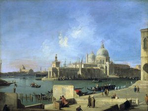 Uitzicht op de Salute vanaf de ingang van het Canal Grande, Venetië