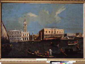 Uitzicht op het Grote Kanaal, het Dogenpaleis en het San Marcoplein in Venetië