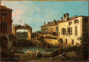 Sluis bij Dolo, Venetië door Canaletto