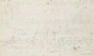 Murano: San Giovanni Dei Battuti, Met Venetië in de Verte, ca. 1735-40 door Canaletto