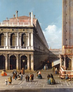Venetië, het Piazza S. Marco, kijkend naar het westen vanaf het noordelijke uiteinde van de Piazzetta, ca. 1740 door Canaletto