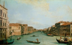 Uitzicht op Canal Grande vanaf het Balbi-paleis, Venetië (olieverf op doek) door Canaletto