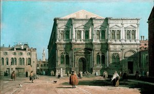 Zicht op de school San Rocco (Sint Rochus) in Venetië Schilderij door Giovanni Antonio Canal bekend als de Canaletto 1730-1731 door Canaletto