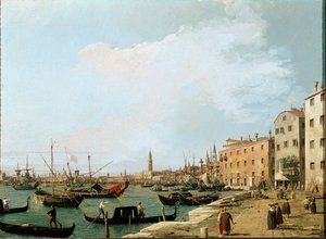 Uitzicht op de Riva degli Schiavoni, Venetië (olieverf op doek) door Canaletto