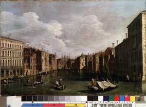 Zicht op het grote kanaal in Venetië door Canaletto