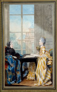Portret van Madame du Moutier en Mademoiselle La Ville, vrouw van Monsieur Clermont d