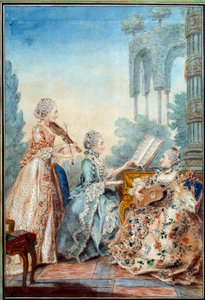 De drie dochters van de componist Joseph Nicolas Pancrace Royer voeren de partituur van het ballet Zaide uit door Carmontelle