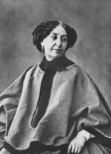 George Sand (Aurore Dupin, Barones Dudevant) (1804-1876), Franse schrijfster, gefotografeerd door Nadar rond 1865. door Nadar