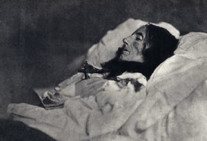 Portret van de dichteres Marcelline Desbordes Valmore (1786-1859) op haar sterfbed. Fotografie door Felix Tournachon alias Nadar (1820-1910) in 1859. Afdruk door Victor Tournachon, vader van Nadar, eind 19e eeuw. door Nadar