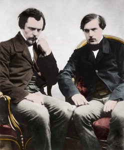 De broers Edmond (1822-1896) en Jules (1830-1870) de Goncourt, Franse schrijvers, door Nadar
