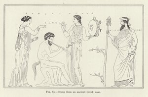 Groep van een oude Griekse vaas (gravure)