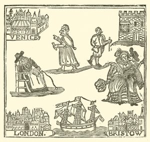Illustratie voor The Roxburghe Ballads (houtsnede)
