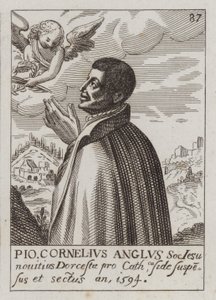 John Cornelius, Engelse Jezuïet katholieke priester en martelaar (gravure)