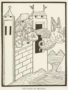 De vlucht van Melusine (gravure) door (after) English School