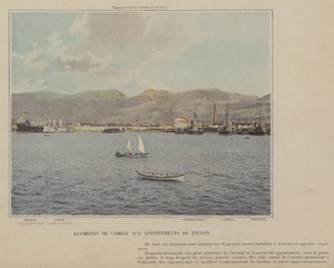 Gevechtsschepen aan de aanlegsteigers van Toulon door (after) French Photographer