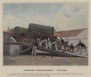 Oefeningen voor inscheping, voertuigen door (after) French Photographer