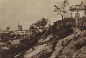De tuinen van Montmartre met de molen le Blute-fin rond 1860
