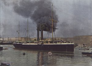 Marseille, een schip van de Messageries Maritimes verlaat de haven door (after) French Photographer