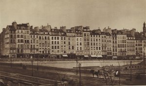 Quai Le Pelletier rond 1855, nu deel van de quai de Gesvres (zwart-wit foto) door (after) French Photographer