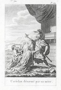 Coriolanus ontwapend door zijn moeder door (after) French School