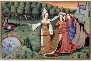Diane (Artemis) - chromolithografie uit een 15e-eeuwse Verlichting