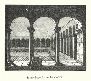 Saint-Papoul, Het klooster (gravure) door (after) French School