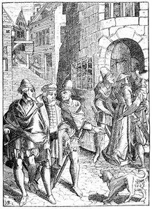 De gevangenis van de provoost, rue de la Tannerie, Parijs, naar een houtsnede in 