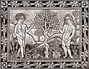 De Boom waarvan Adam de Appel at, facsimile uit een meditatieboek, het eerste boek gedrukt in Albi, Languedoc, in 1481 door (after) French School