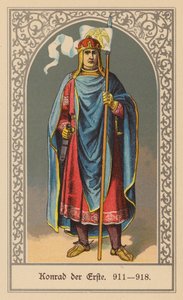 Conrad I van Duitsland, Koning van Oost-Francië (kleur litho) door (after) German School