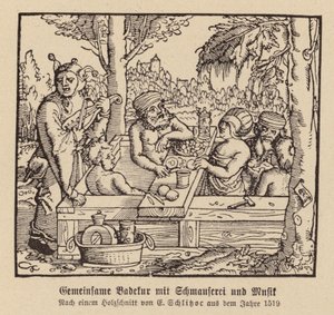 Gemengd spa baden met feest en muziek