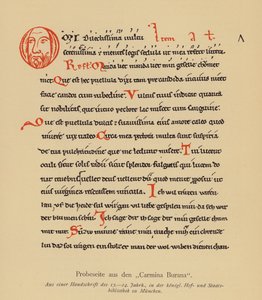 Pagina uit de Carmina Burana (kleur litho)