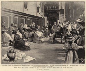 Heilige Week in Rome, dames van de adel wassen de voeten van arme pelgrims door (after) Italian School