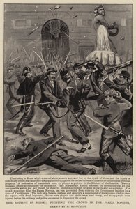 De rellen in Rome, vechten met de menigte op het Piazza Navona door (after) Italian School