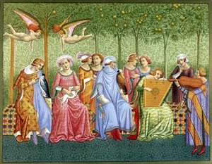 De droom van het leven - fresco door Orcagna door (after) Italian School