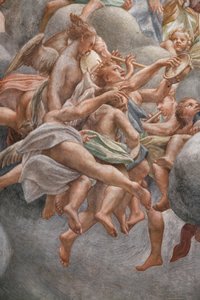Engelen die muziekinstrumenten bespelen (detail) door (c.1489 1534) Correggio