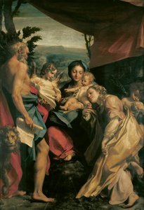 Madonna met St. Hiëronymus (De Dag) door Antonio Allegri, bekend als Correggio (1489-ca. 1534), olieverf op doek, ca. 1528