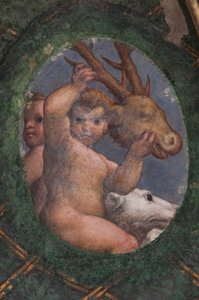 Putti, hond en hert (detail)