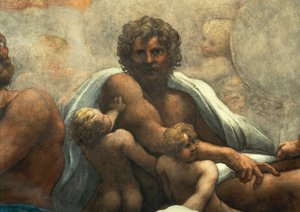 Visioen van St. Johannes Evangelist op Patmos, Hemelvaart van Christus onder de Apostelen, of Christus in Glorie door Antonio Allegri, bekend als Correggio (detail)