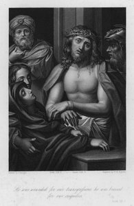 Christus gekroond met doornen, Jesaja LIII, 5 (gravure) door (c.1489 1534) (after) Correggio