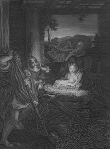 De Geboorte (gravure) door (c.1489 1534) (after) Correggio