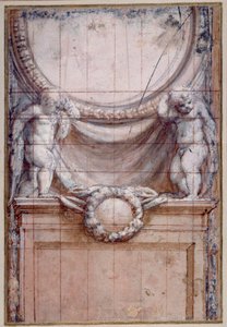 Twee putti die een leeg medaillon ondersteunen door (c.1489 1534) Correggio